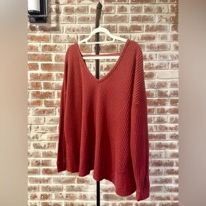 American Eagle Outfitters Deep Red Textured Top Xl
